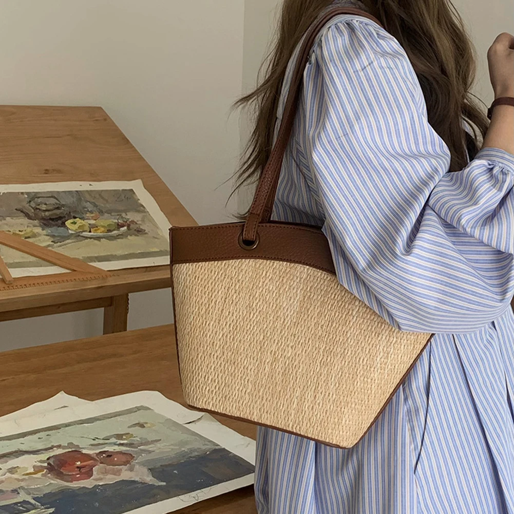 Соломенная сумка для женщин 2024 пляжная через плечо из рафии сумки ротанга