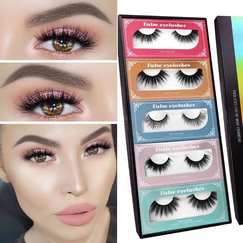 

2 Pairs/Pack 3D Stereo Thick Mink Eyelashes Natural Eyelashes Multi-Layered Realistic Makeup Wholesale False Eyelashes Extension
