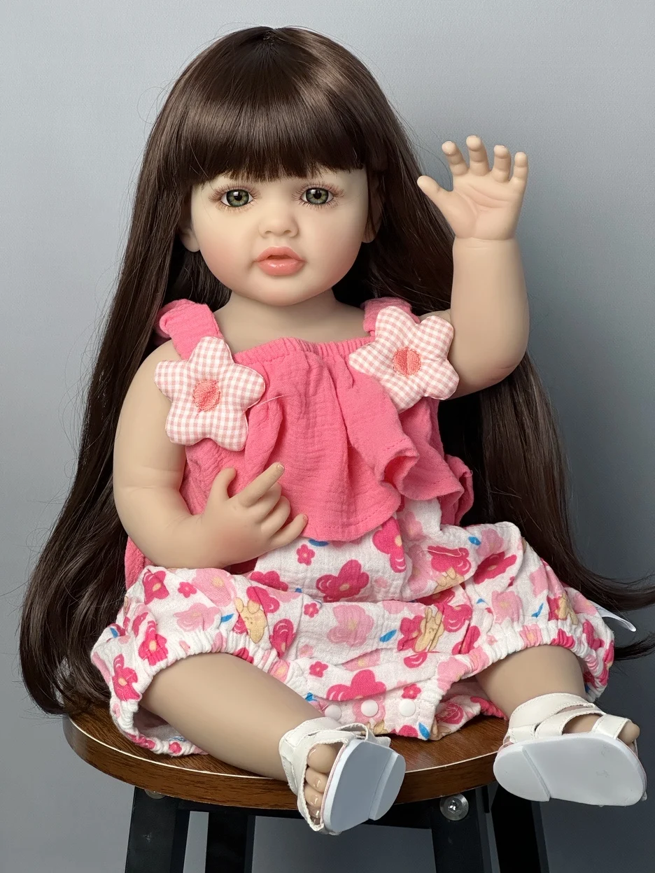 BZDOLL 55 CM Soft Silicone Reborn Baby Girl Doll Toy Lifelike 22 Inch Princess Toddler Art Bebe Birthday Gifts for Child