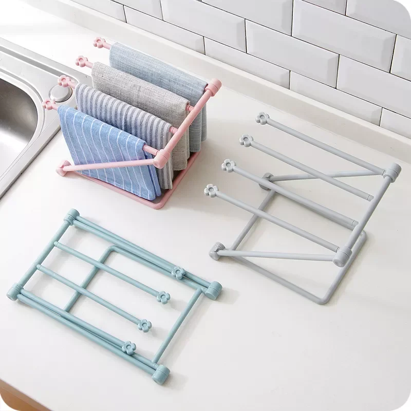 

1PC Vertical Foldable Cloth Storage Rack Kitchen Countertop Dish Cloth Rack Towel Storage Holder