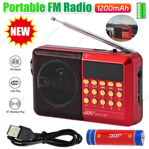 Портативное FM-радио, перезаряжаемый радиоприемник BT 5.4, динамик со светодиодным дисплеем, карманное радио для дома, путешествий, подарки для пожилых людей, пожилых людей