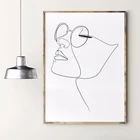 Женская фигурка лица, Однолинейный рисунок, Художественная Картина на холсте, абстрактная картина с изображением лица, минималистский домашний декор, эскизный постер
