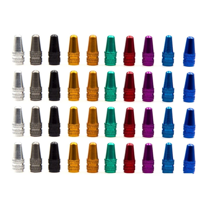 

40 Pcs Multi-Color Bike Tire Valve Stem Caps French Style Presta Valve Caps Alloy Bicycle Air Tire Valve Stem Caps