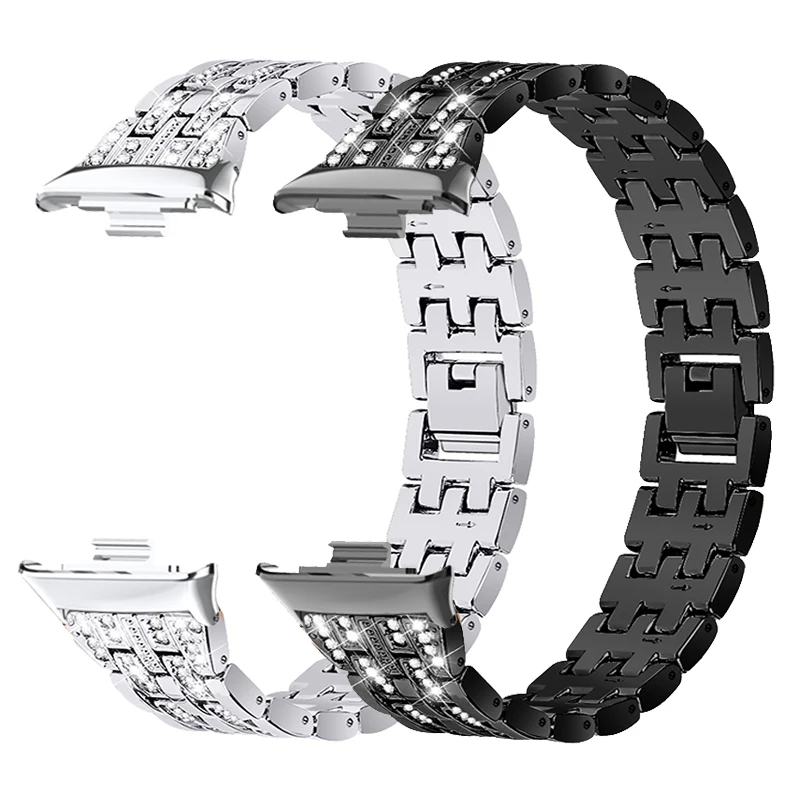 Ремешок с бриллиантами для Xiaomi Mi Band 9 Pro металлический браслет Correas reloj Redmi Watch 4