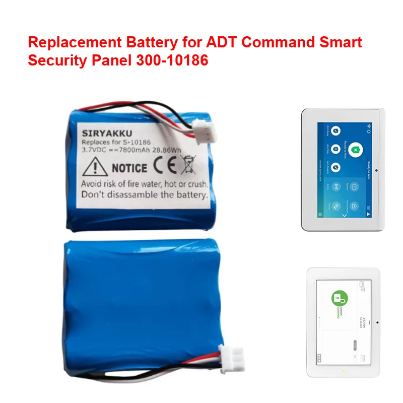 

3.7V 7800mAh Replacement Battery for ADT Command Smart Security Panel 300-10186, Honeywell Pro 7, AI05-2, AIO7-1, AIO7-2