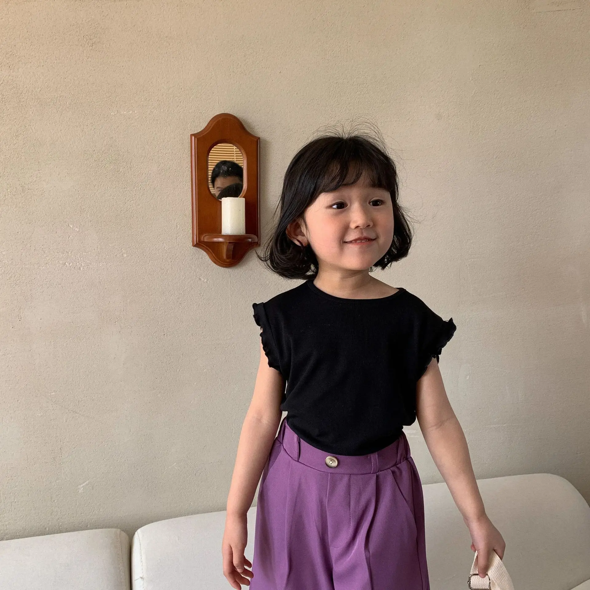 

Baby Girls Lace Cotton Summer T-shirts 2023 New 2 To 7 Years Kids Tops Children's Sleeveless Tees Toddler Clothing Girl Vest