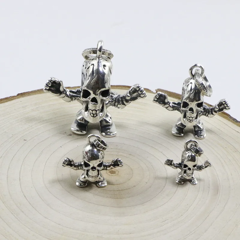 Кулон в виде головы черепа мужской винтажное ожерелье из тайского серебра стиле