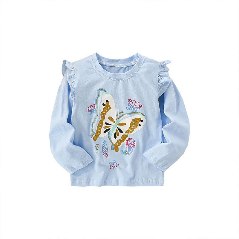 Купи Jumping Meters New Arrival Children's T Shirts Butterfly Print Hot Selling Autumn Spring Cartoon Toddler Kids Clothing Shirts за 382 рублей в магазине AliExpress