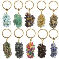 new cross border natural stone keychain gravel colorful keychain tigers eye green gold grape shaped pendant wholesale
