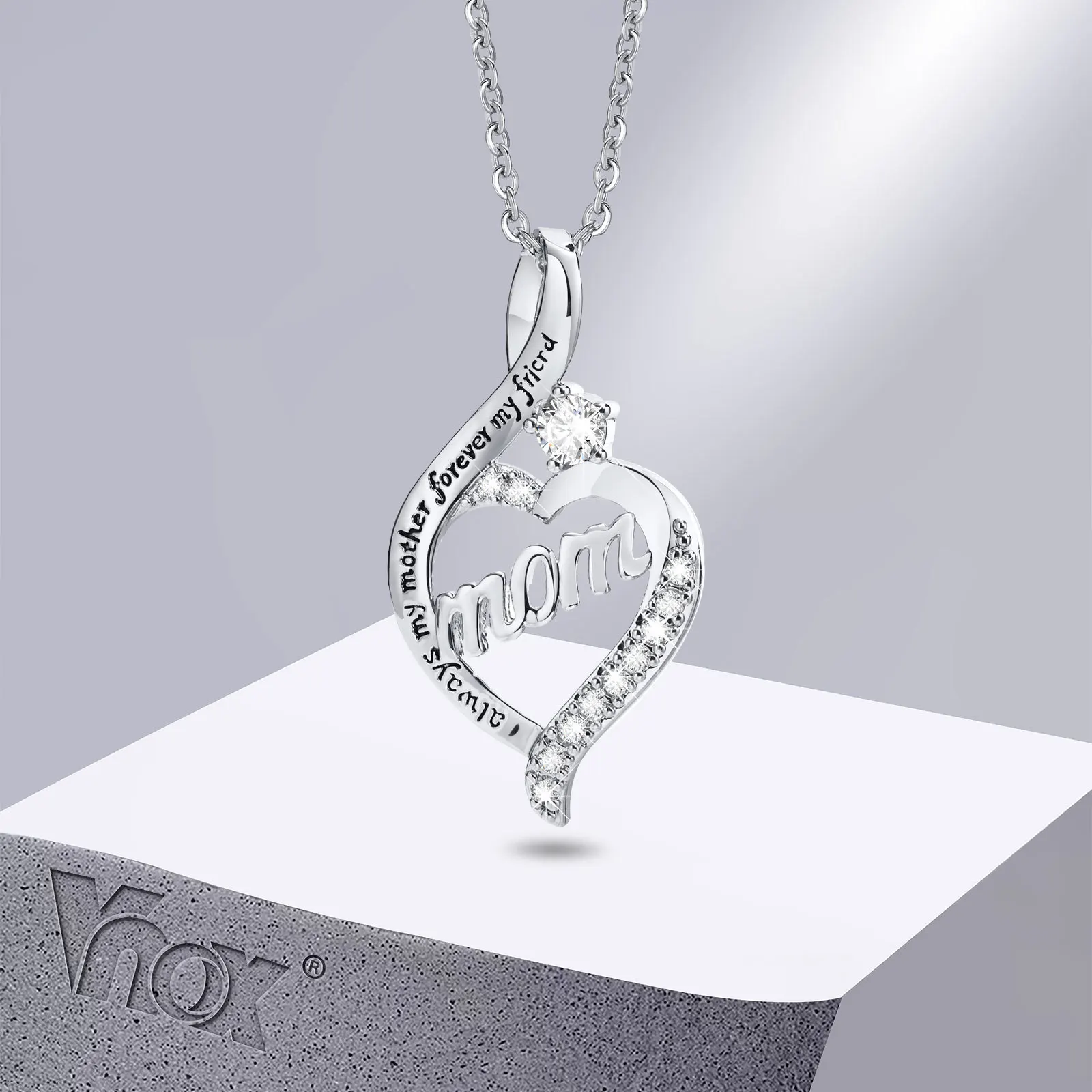 

Vnox I Love You Forever Mom Necklaces, Heart Infinity Pendant with Jewelry Box, Bling Mother's Day New Year Gift