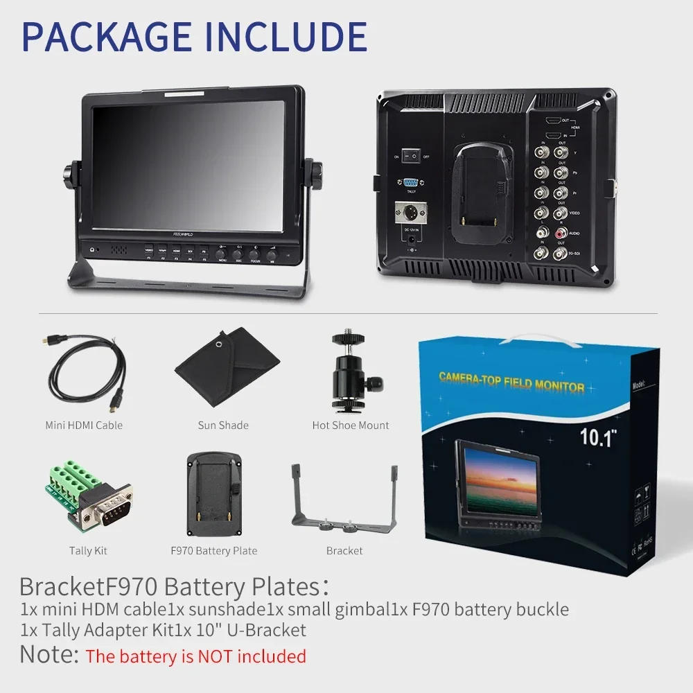 FEELWORLD FW1018SPV1 10 1-дюймовый IPS 1920X1200 3G-SDI HDMI-монитор с камерой и гистограммой помощи