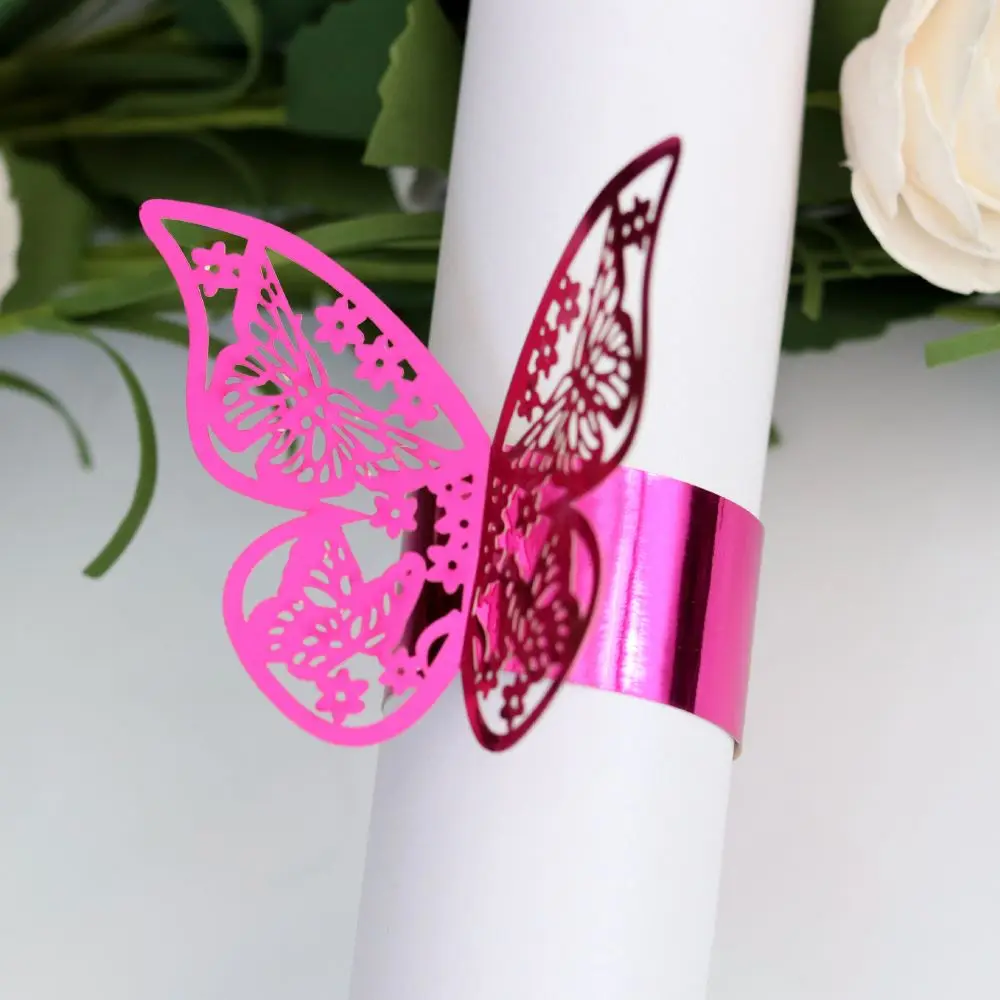 

50 шт., 13 цветов, бумажные кольца в форме бабочки с лазерной резкой, держатели для салфеток, украшение для стола в отеле, на день рождения, свадьбу, Рождество
