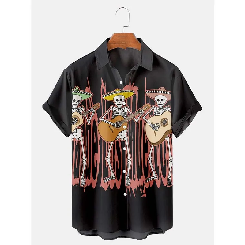 

Badassdude Day OF Dead Printing Men's Casual Short Sleeved Shirt