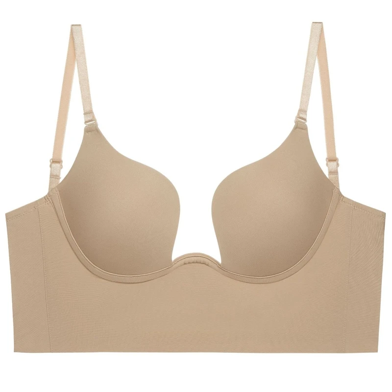 Женский бюстгальтер с глубоким U-образным вырезом регулируемый мягкими