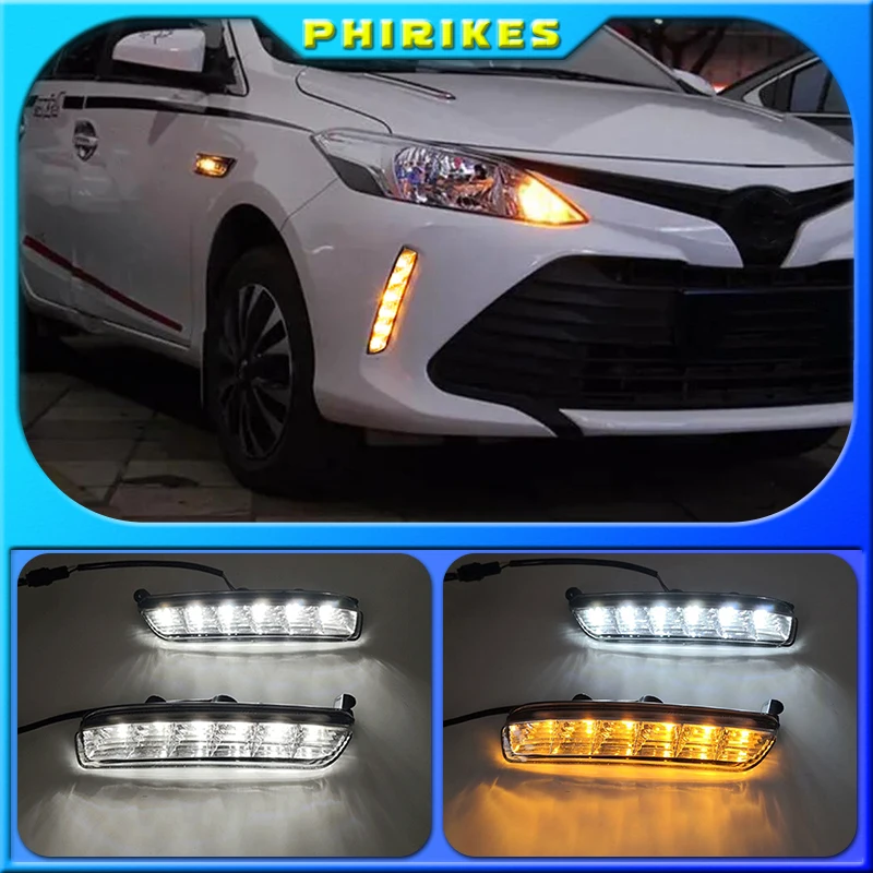

Turn signal Running Yellow Car Special LED Daytime Running Lights DRL 12V LED Daylight for Toyota Vios 2017-2018 Car Accessories