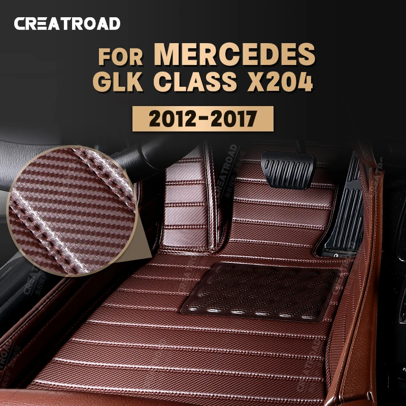 

Custom Carbon Fibre Floor Mats For Mercedes Benz GLK Class X204 2012-2017 13 14 15 16 Foot Carpet Auto Interior Accessories
