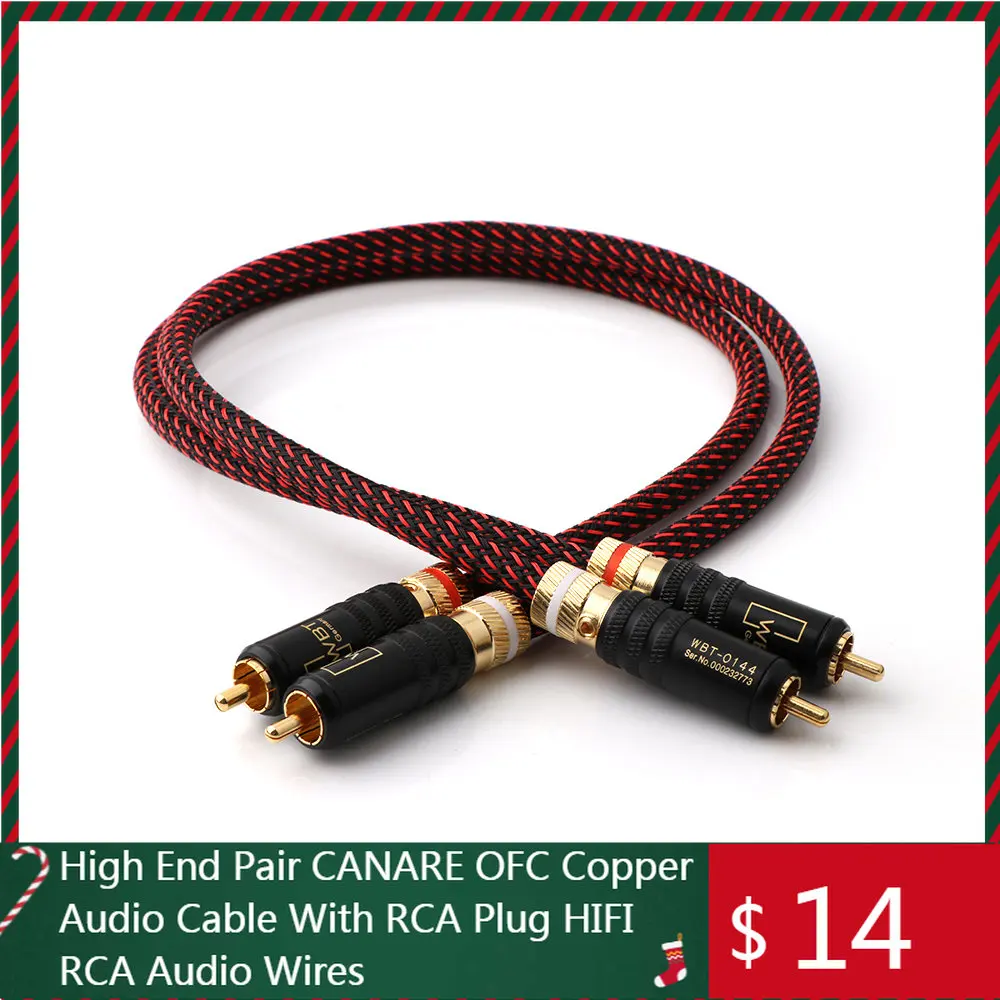

High End Pair CANARE OFC Copper Audio Cable with WBT-0144 RCA Plug HIFI RCA Audio Wires