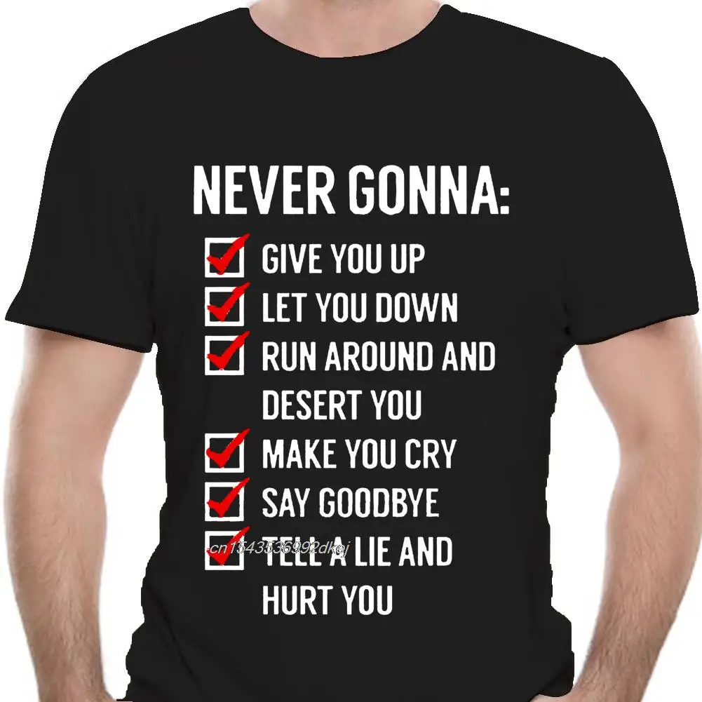 

Rick Astley Never Gonna Give You Up Black Tees T-Shirt Clothing