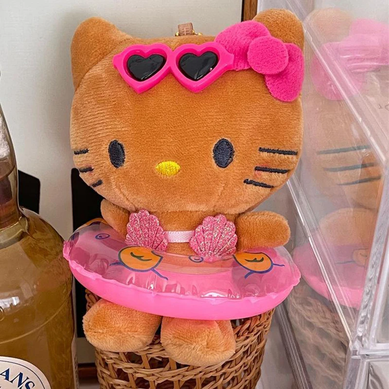 Плюшевое плавательное кольцо Kawai милый кулон в виде кошки плюшевый брелок черной