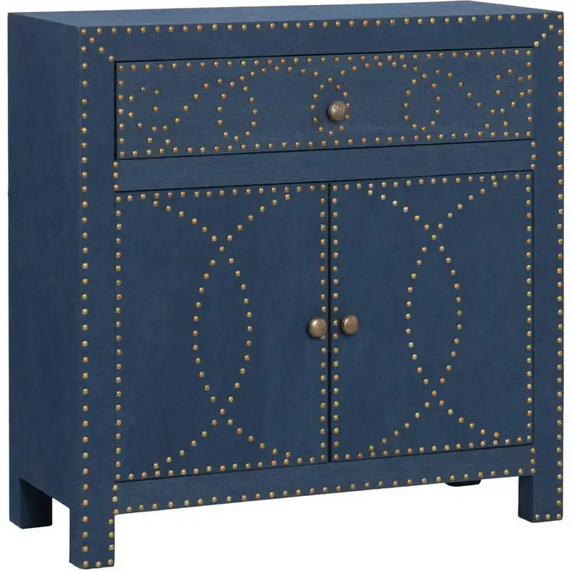 

Navy Blue Studded Double-Door Cabinet | Eye-Catching Home Decor Piece