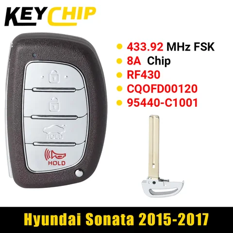 KeyChip 4 кнопки умный дистанционный ключ от машины 433 МГц 8A чип 95440-C1001 CQOFD00120 для Hyundai Sonata 2015 2016 2017