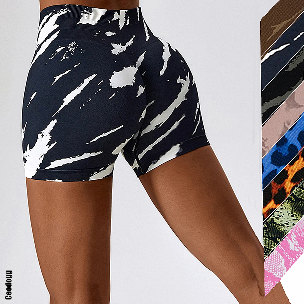

2023 Tie dye Seamless Fitness Yoga Shorts Women High Waist Push Up Gym Workout Sport Scrunch Running Booty Active wear Tights