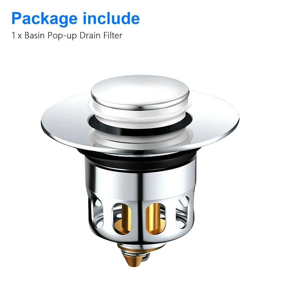 

Basin Pop Up Drain Filter Anti-clog Strainer Kitchen Sink Plug Stopper Wash Basin Core Bounce Sink Filter Bathtub Hair Catcher