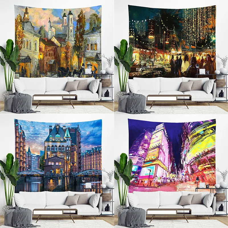 

Trendy City Night Scene Printed Large Wall Tapestry Cheap Hippie Wall Hanging Bohemian Wall Tapestries Mandala Wall Art Decor