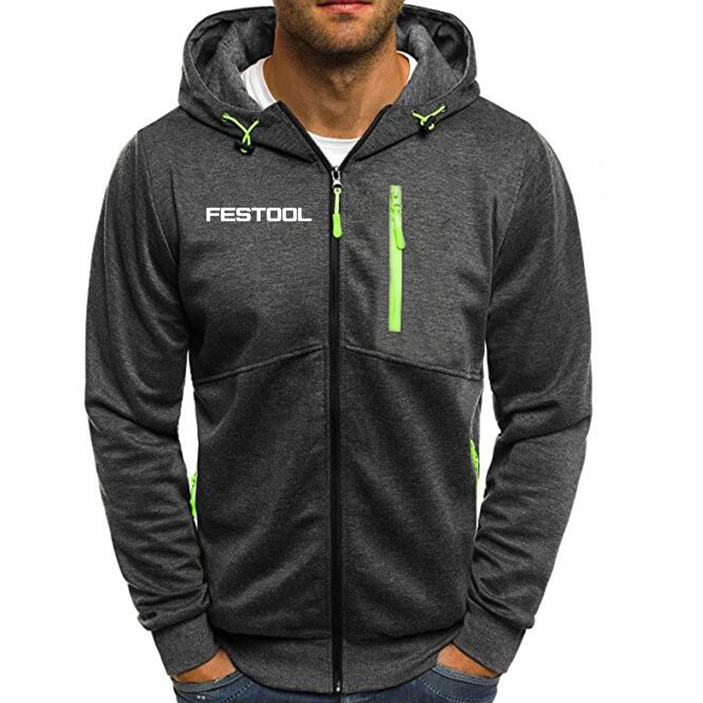 

FESTOOL-Chaqueta con cremallera personalizable para hombre, abrigo de algodón con Logo impreso, estilo clásico, envío rápido