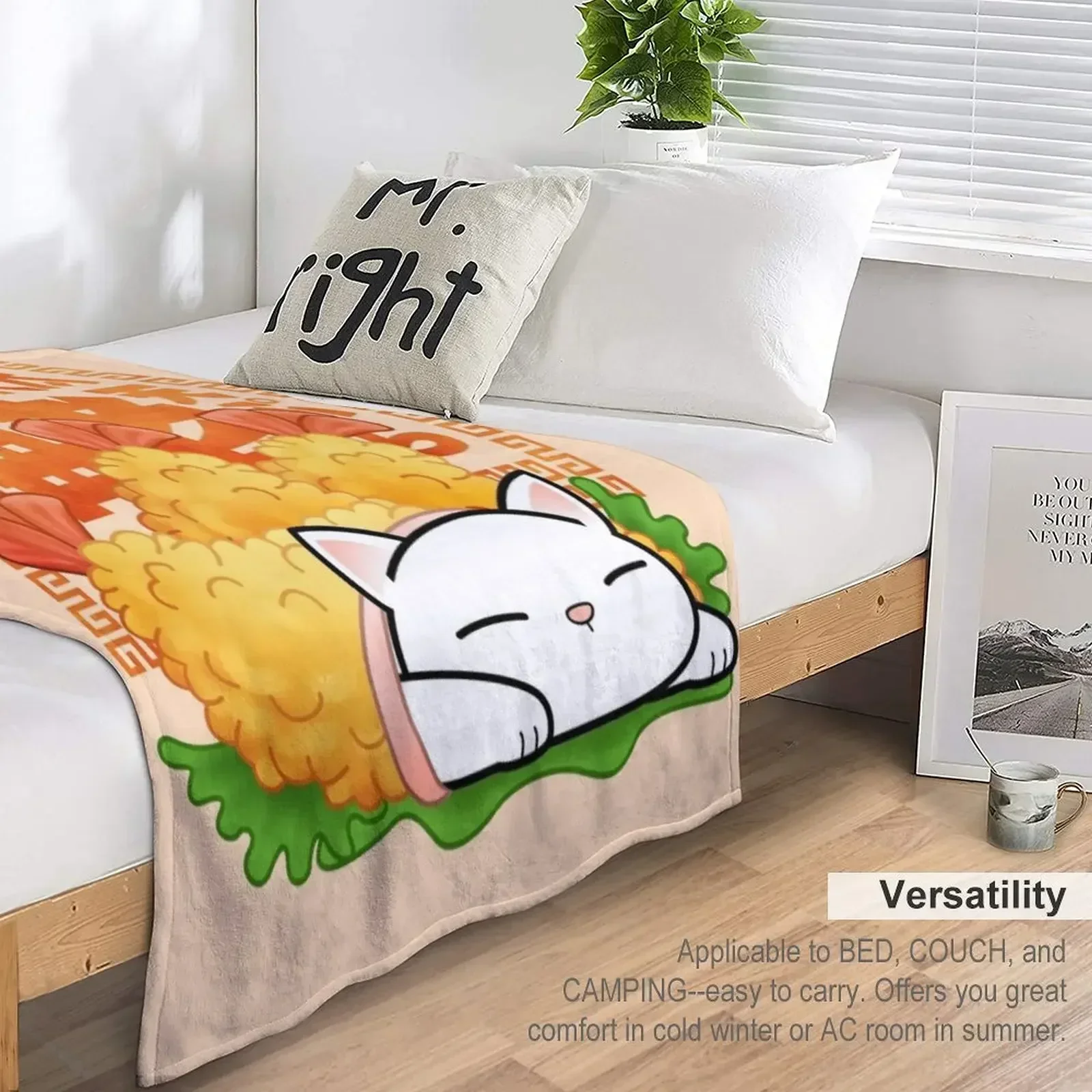 Одеяло с пухлым котом креветками и темпурными кошками одеяла для украшения