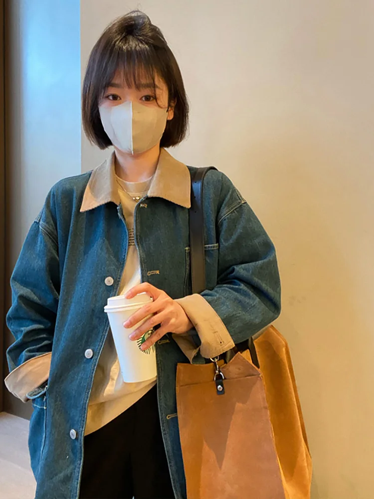 Куртка женская джинсовая в стиле ретро шикарный Повседневный Свободный Топ