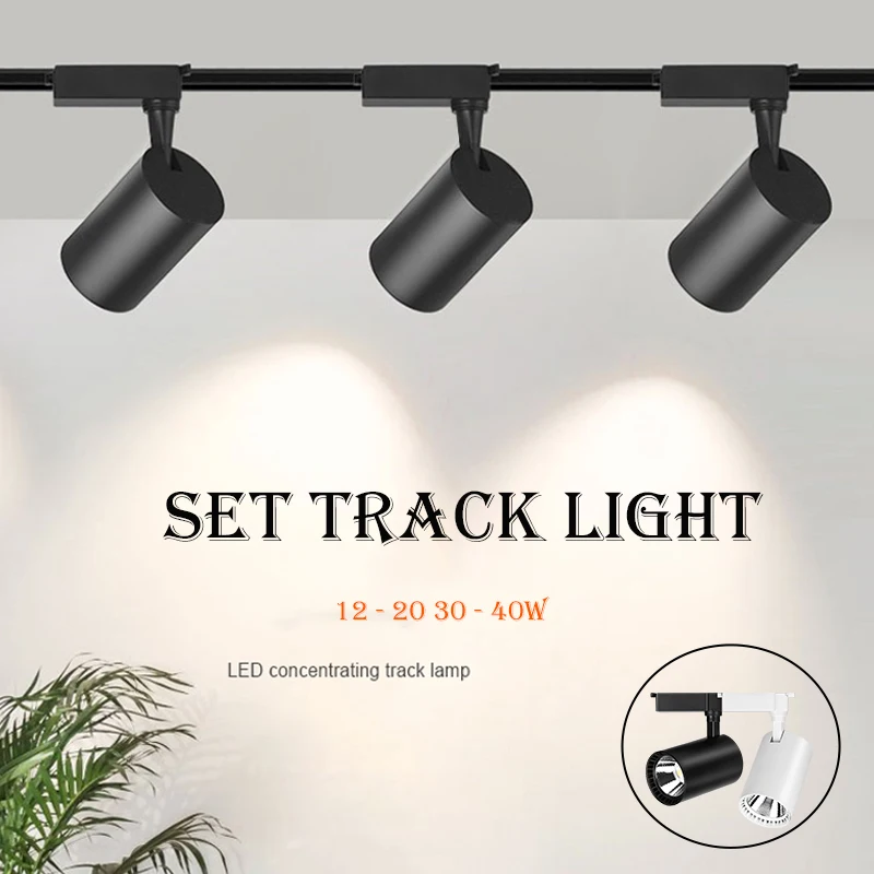 Светодиодный Трек, фотолампа с монолитным блоком светодиодов, рельсовая лампа для домашних светильников 20/30/40 Вт, светильник для внутреннего освещения магазина одежды, спальни