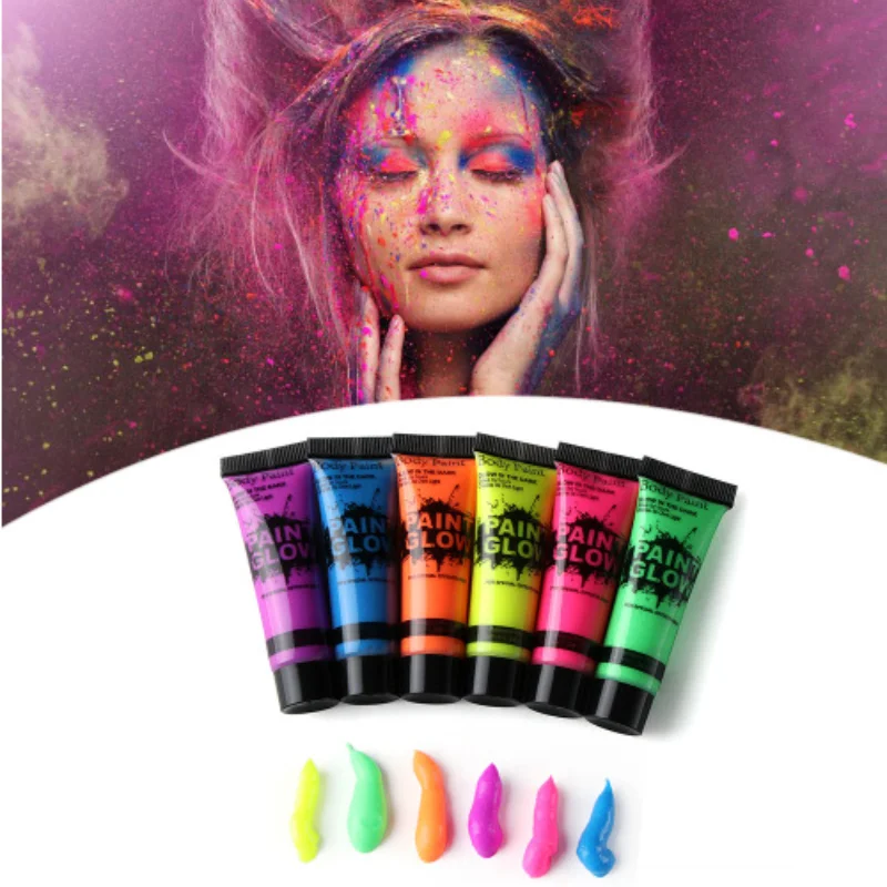 

6 Pack Fluorescent Body Paint Face Paint Art Neon Festival Halloween Cosplay Kids Ultraviolet Beauty Ball Carnival Wholesale