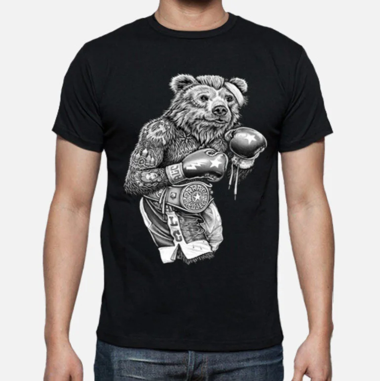 

Russian Bear Boxing T-Shirt. Summer Cotton Short Sleeve O-Neck Mens T Shirt New S-3XL