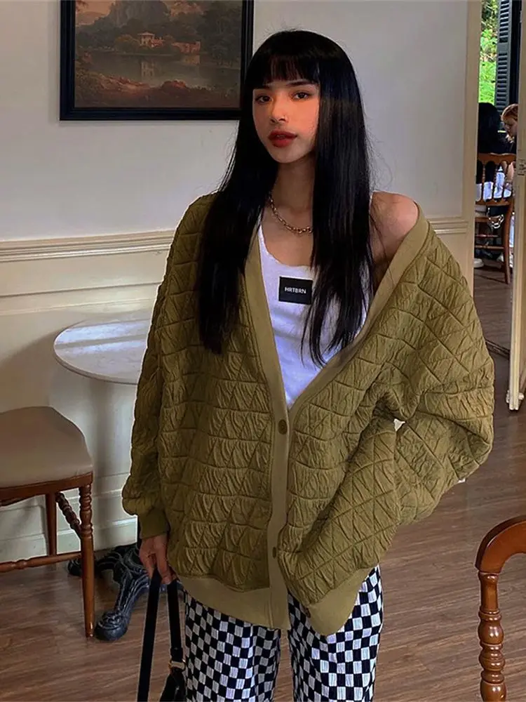 

New Fashion Casual Cardigan Button Loose Long Sleeve Jacket Woman 2022 Autumn Y2K Party Streewear Tops Female Clothing