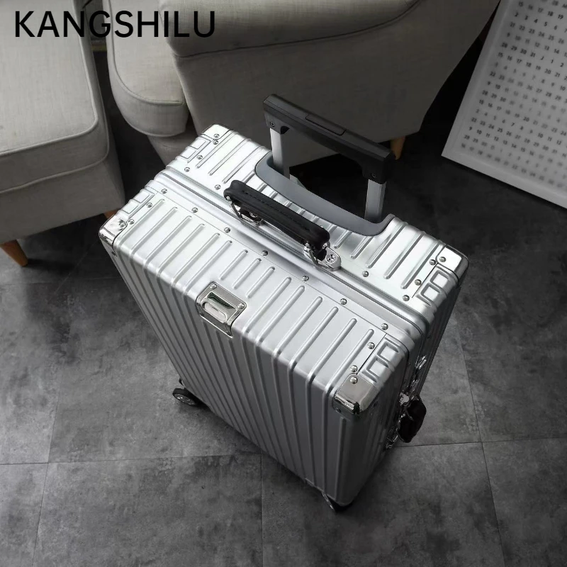 KANGSHILU 100%Aluminum Magnesium 20''24''26''29'' Suitcases  Luggage Female Boarding Trolley Case Password Travel with Wheels