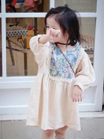 rinilucia 2022 autumn new long sleeve girls dress cotton soft floral lace o neck retro casual dresses childrens clothing