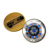 creative iron man reactor time gem glass round brooch marvel avengers retro pin fashion bag clothes accessories