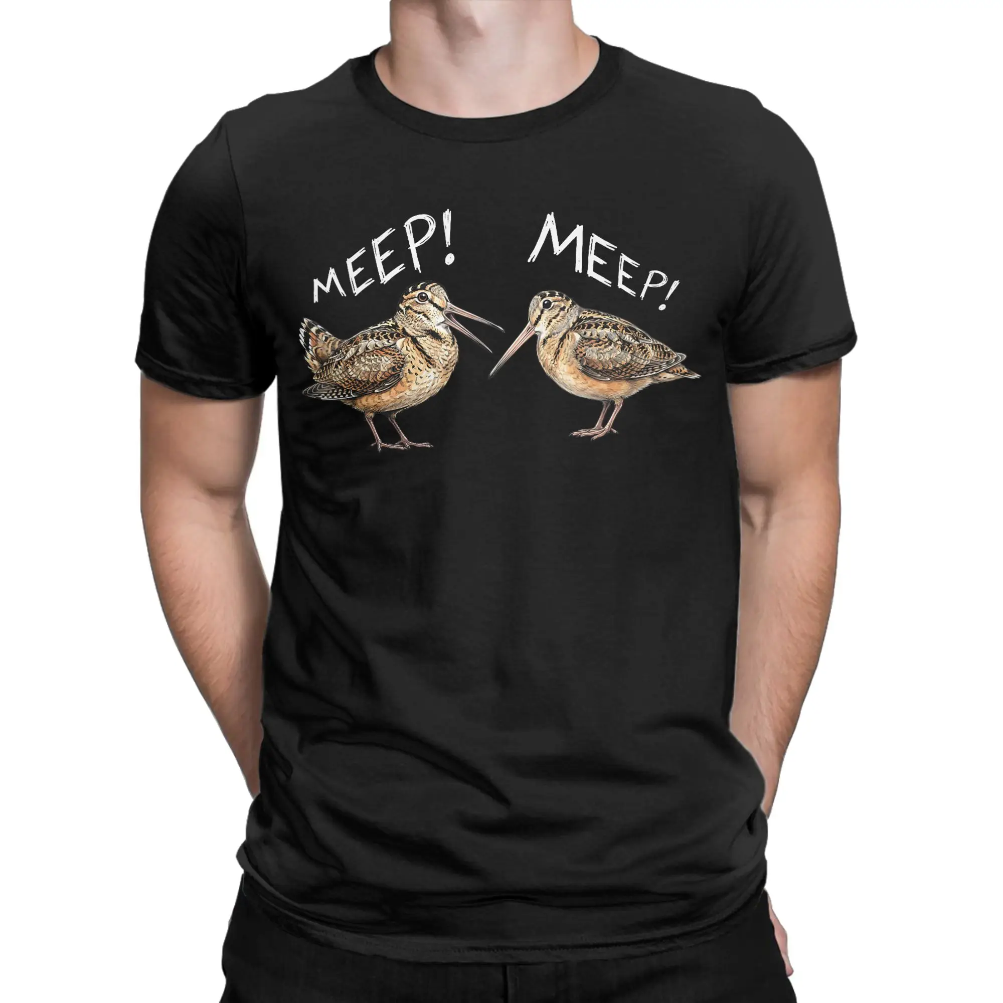 Фото Футболка с принтом Meep Bird Meme Saying Meep Birds American Woodcocks, мужская хлопковая футболка с круглым вырезом, футболка с короткими рукавами, одежда с короткими рукавами №1