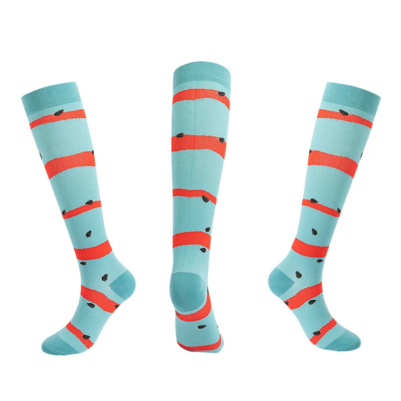 Nurse Leg Care Cute Long Female Socks Sports Cartoon Plaid Leopard Print Sports Compression Socks