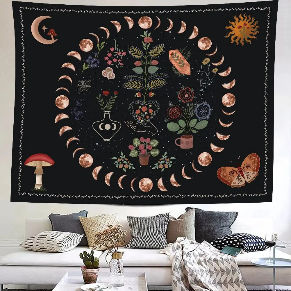 

Room decoration tapestry oversized green plant background cloth household wall cloth bedside cloth Bohemian hanging cloth