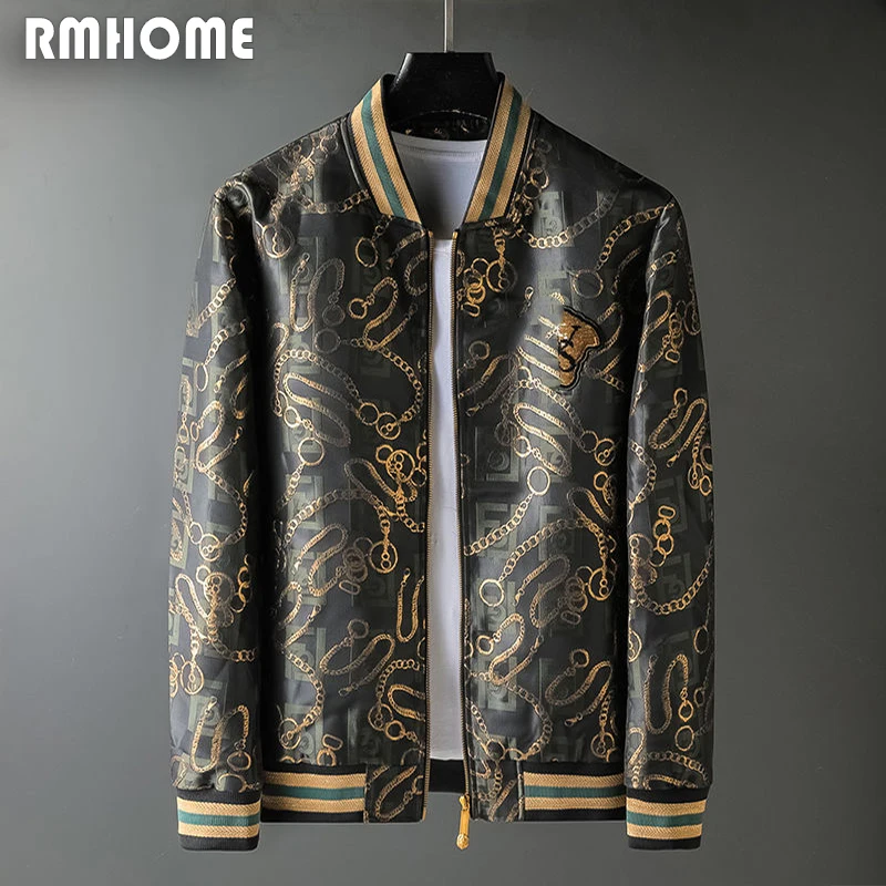 Jacket Men Youth Luxury Printing Coat Fashion Heavy Industry Embroidery Winter Male Baseball Collar Coat Men Overcoat Clothing