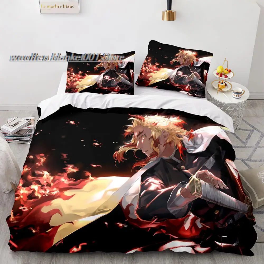 

Demon Slayer Bedding Set Single Twin Full Queen King Size Anime Kawaii Bed Set Aldult Kid Bedroom Duvetcover Sets 3D Print 034