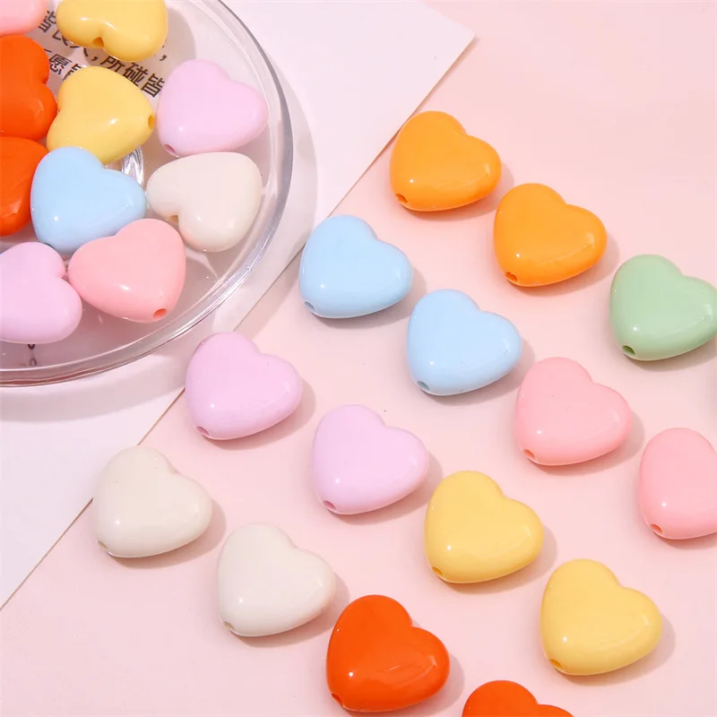 20Pcs 17x19mm Love Heart Shape Acrylic Beads Smooth Beads Handmade Necklace Bracelet For Jewelry Making Supplies DIY Accessories