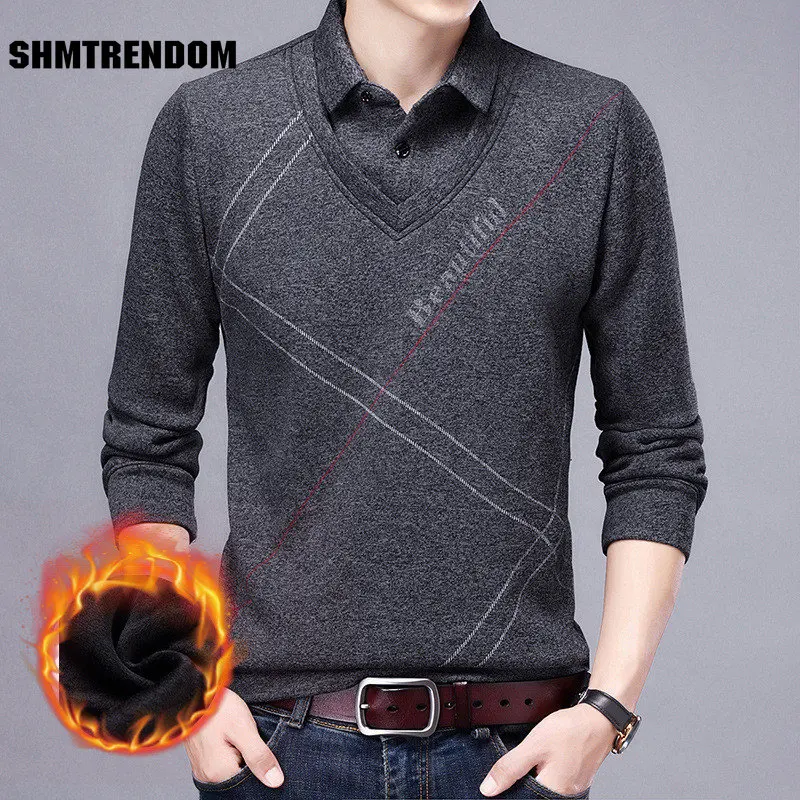 

Мужская хлопковая рубашка-поло с длинным рукавом, в полоску