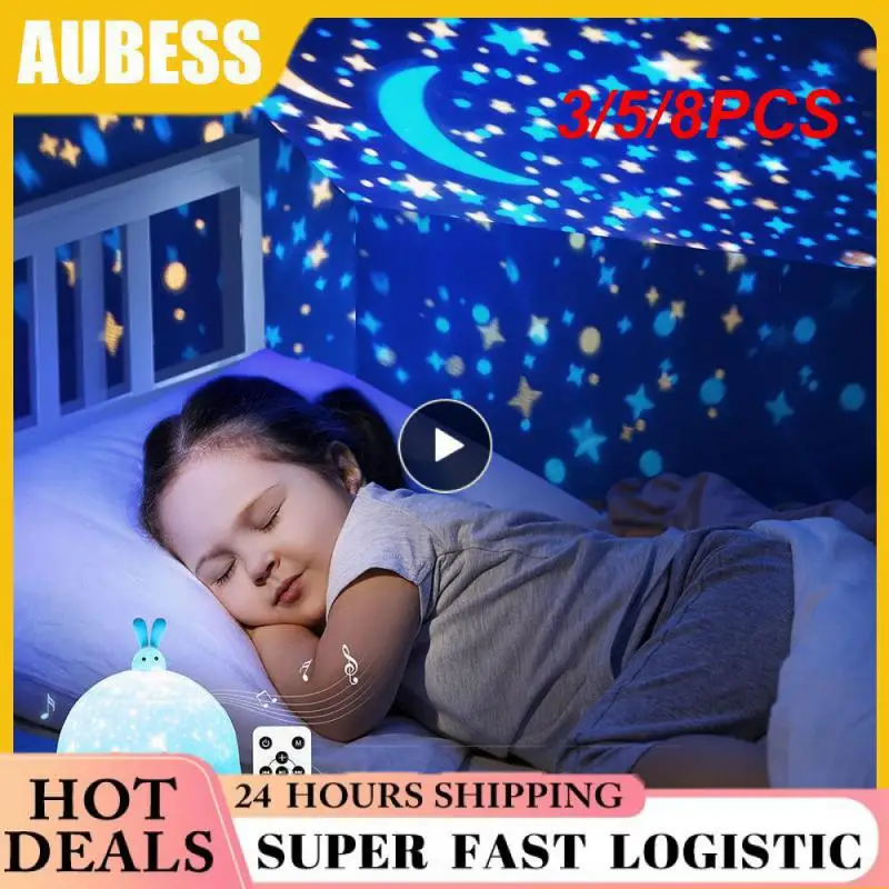 

3/5/8PCS Children's Room Light Projector Music Baby Projecto Star Night Light Projector Led Lighting Bedroom Movie