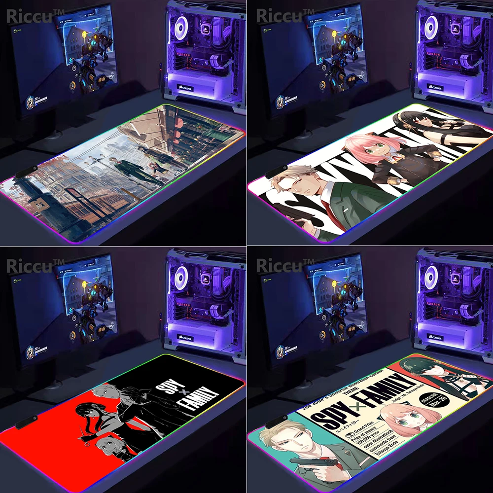 

Anime Spy X Family RGB Led Mouse Pad Yor Large MausePad Cute Anya Keyboard Backlight DeskMat Twilight Office Gaming Accessories