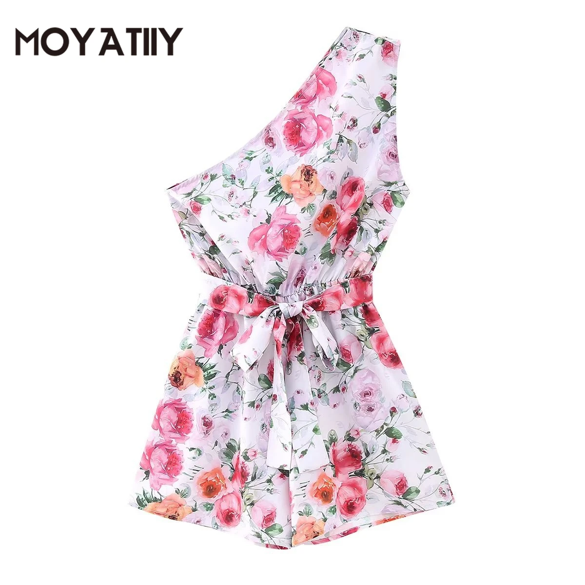 

Летние женские боди MOYATIIY, модные пляжные комбинезоны с цветочным принтом, короткие комбинезоны без рукавов