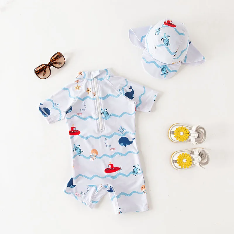 Baby Girl Boy Swimsuit Long Sleeve One Piece Swimwear for Kids Toddler Cartoon UPF50+ Rash Guards Infant Bathing Suit Korea Sets images - 6