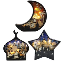 eid night light wooden ramadan decorations moon star castle led lights decor wooden moon star castle tabletop ornament for home